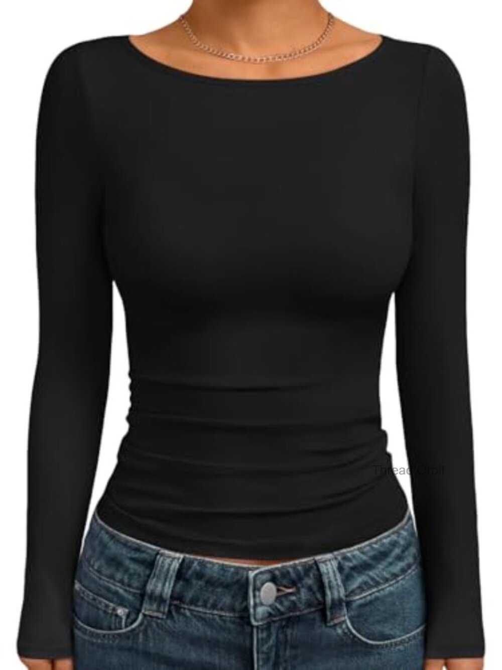 Women's Boat Neck Long Sleeve T-Shirt Polyester Spandex Casual Top
